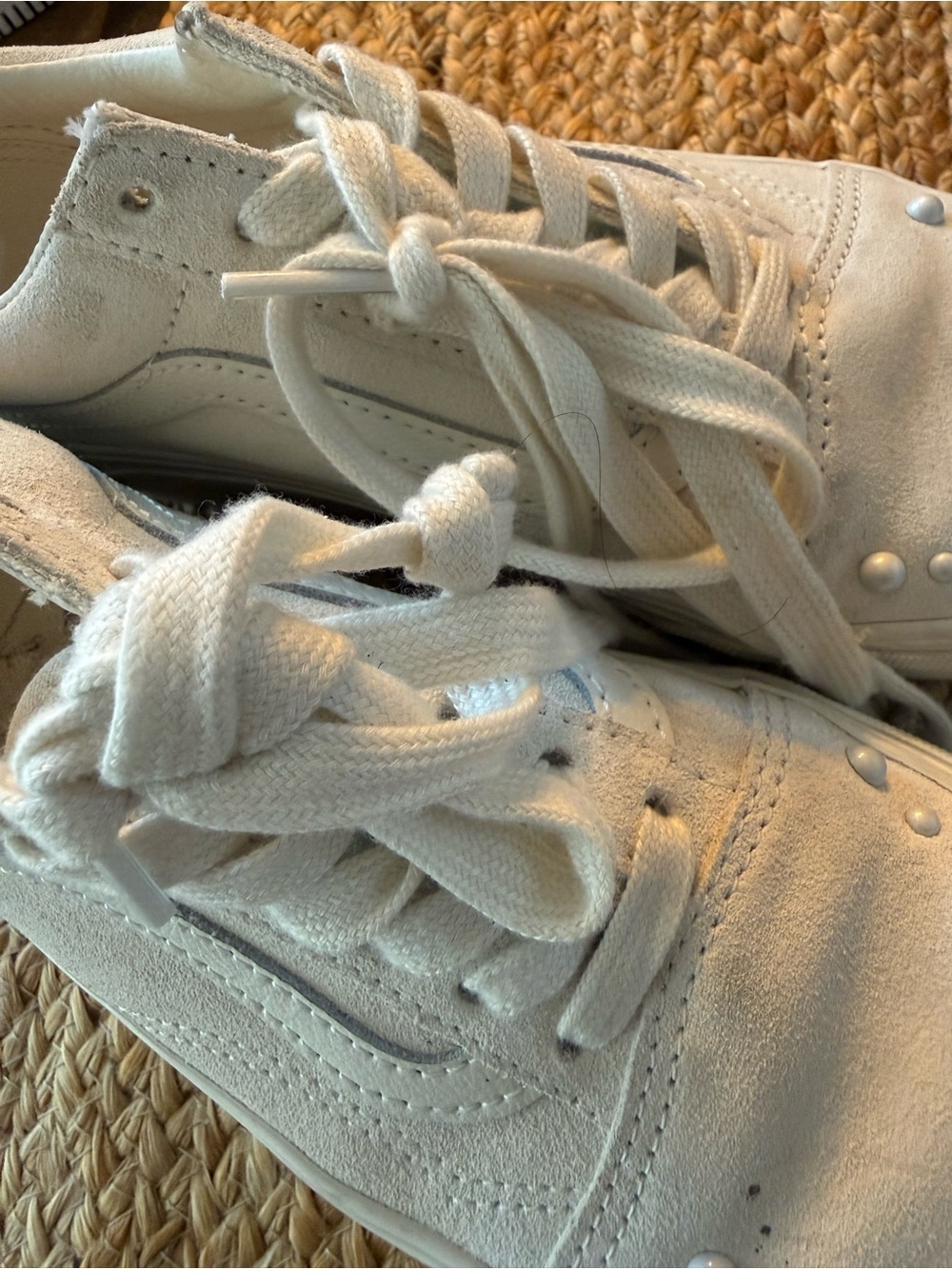Vans Cream Suede Low-Top Sneakers
